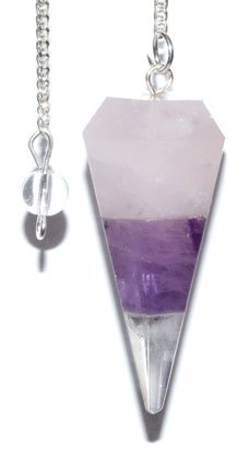 6-sided Amethyst & Rose Quartz pendulum (image for) 6-sided Amethyst & Rose Quartz pendulum