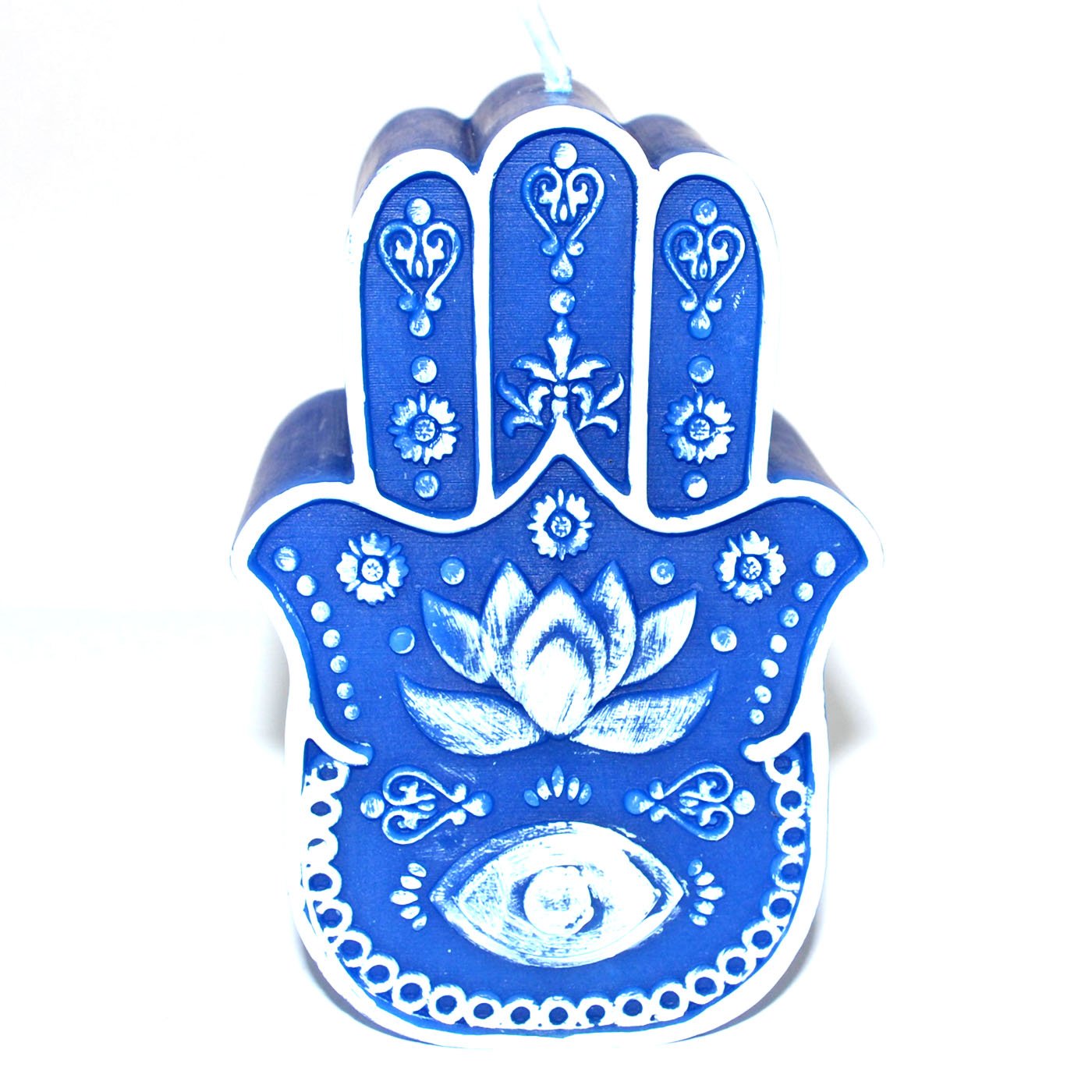 5 1/2" Blue Hand of Fatima candle (image for) 5 1/2" Blue Hand of Fatima candle